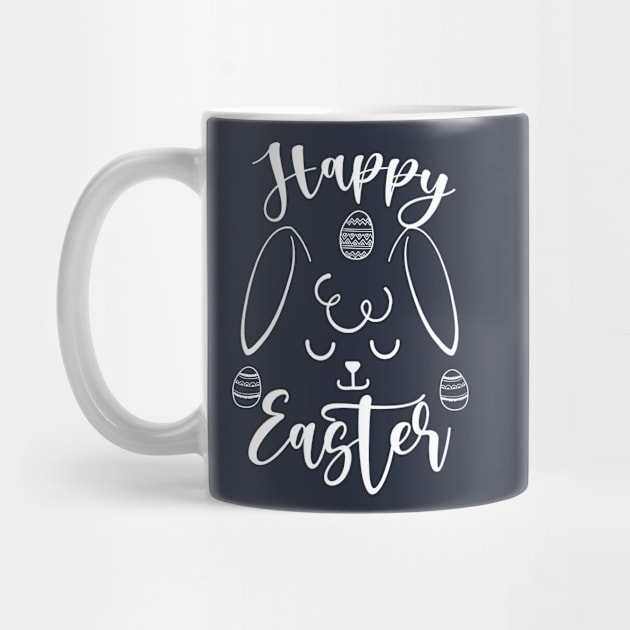 Happy Easter Bunny Rabbit Face Funny Easter Day Women Girls white by eyoubree